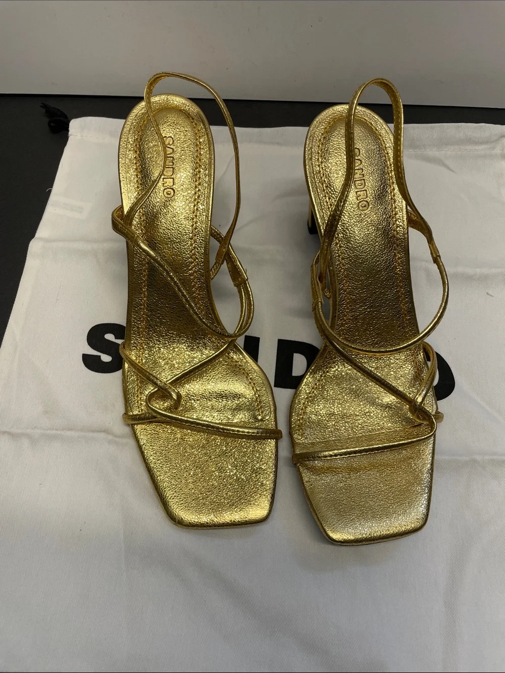 Faye Metallic Square Toe Strappy Slingback Sandals - Picture 2 of 4